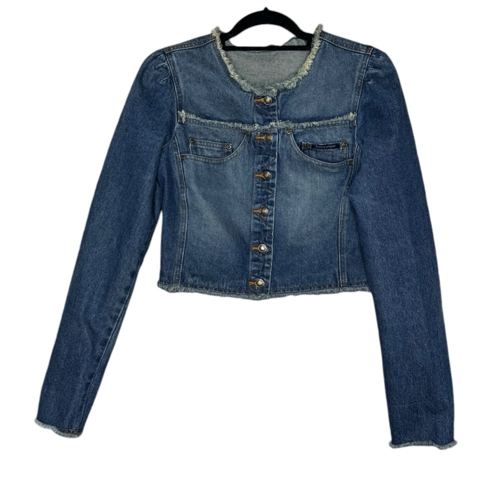 Cropped Denim Jean Frayed Vintage Jacket